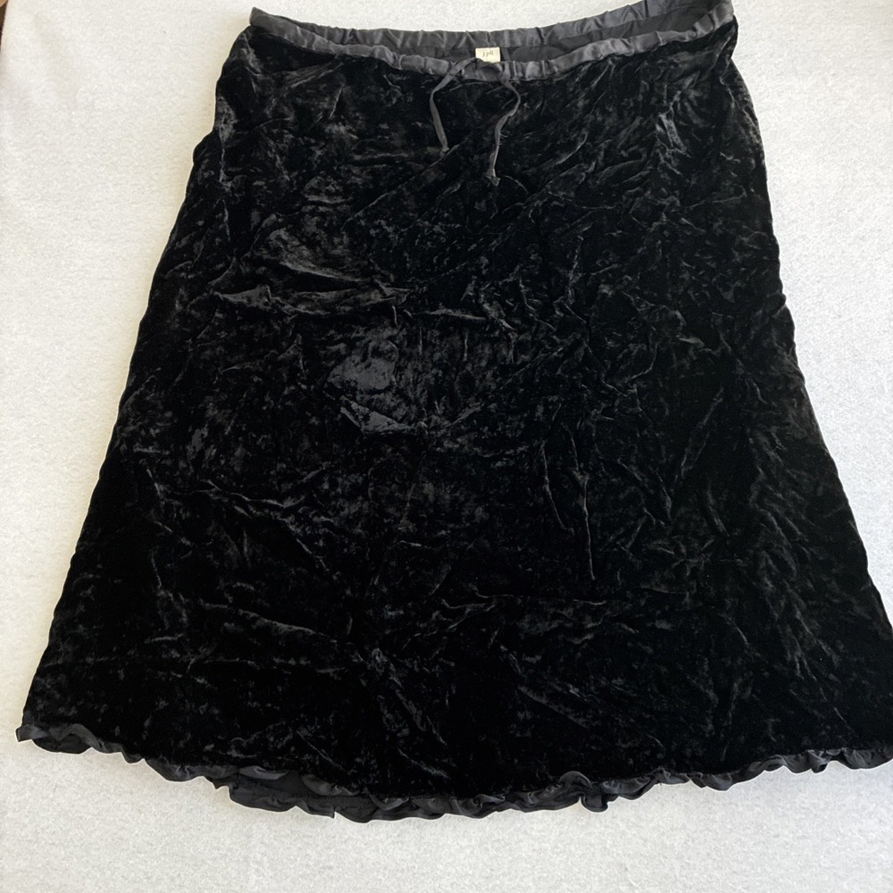 J JILL Black Velvet Velour Maxi Long Skirt 4X Stretch Whimsygoth Dark Romantic